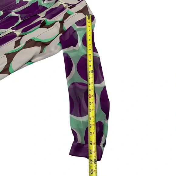 Diane Von Furstenberg Silk Mini Dress Purple Mint Retro Dot Drop Waist Size 8 - Picture 12 of 16